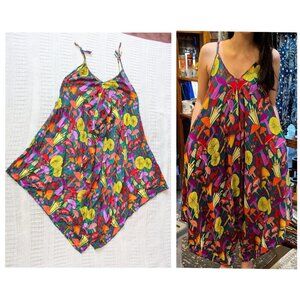 Kathmandu Imports Harem Jumpsuit Mushroom Print Standard Size sleeveless V neck